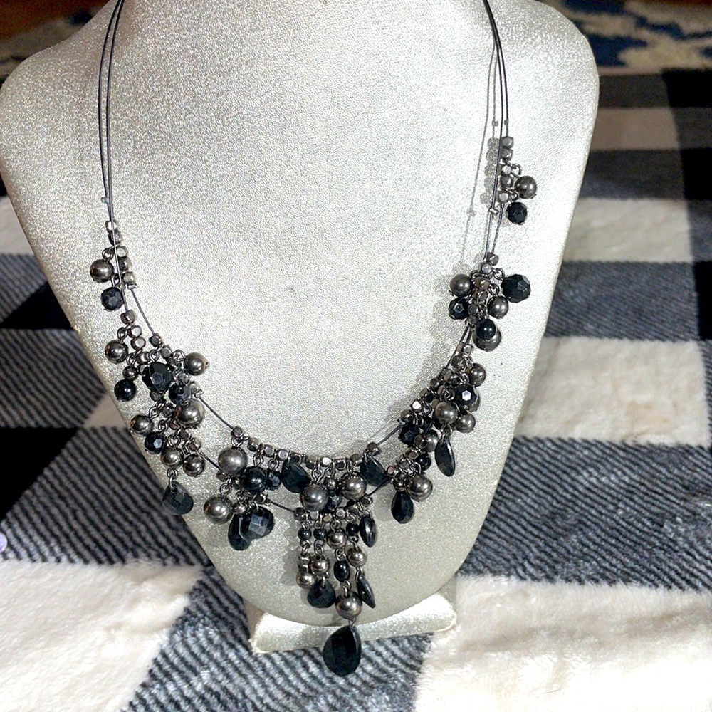 Black faux onyx necklace